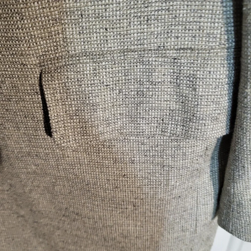 Macy's Savile Row 100% Silk Heathered Tweed Blazer Men's 40R Sand Beige 2 Button